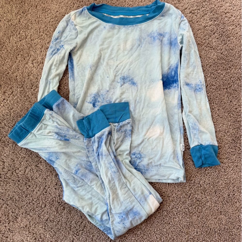 Little Sleepies Blue Watercolor Long Sleeve/Pant Pajama Set